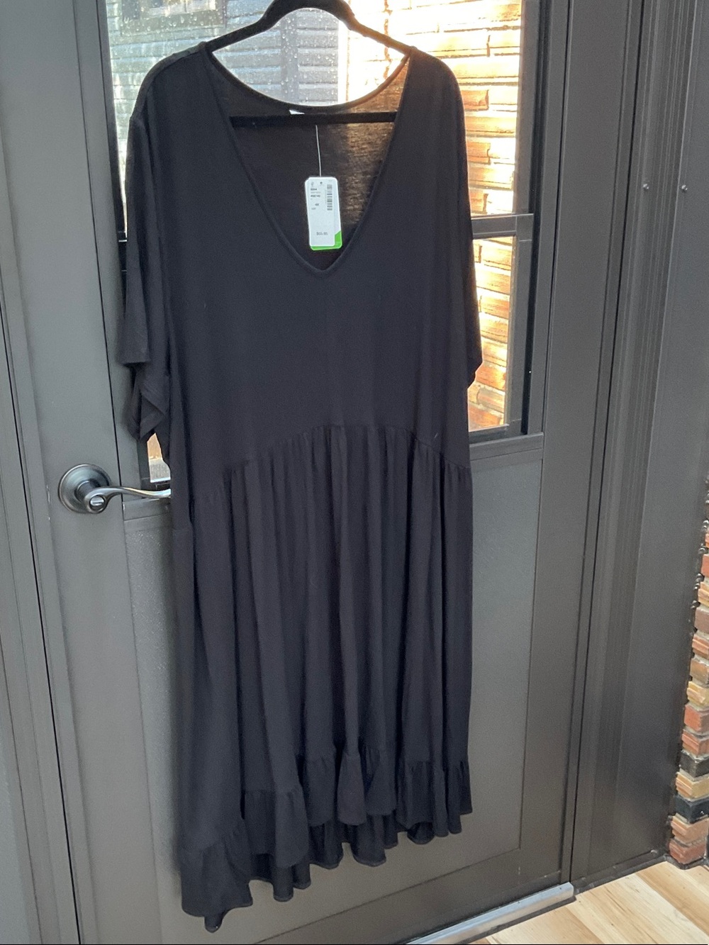 Penningtons Black V-Neck Midi Dress with ruffled bottom